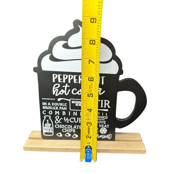 Peppermint Hot Cocoa Cup Sign 9in Double Side Chalkboard Decor Christmas Holiday - Picture 4 of 9
